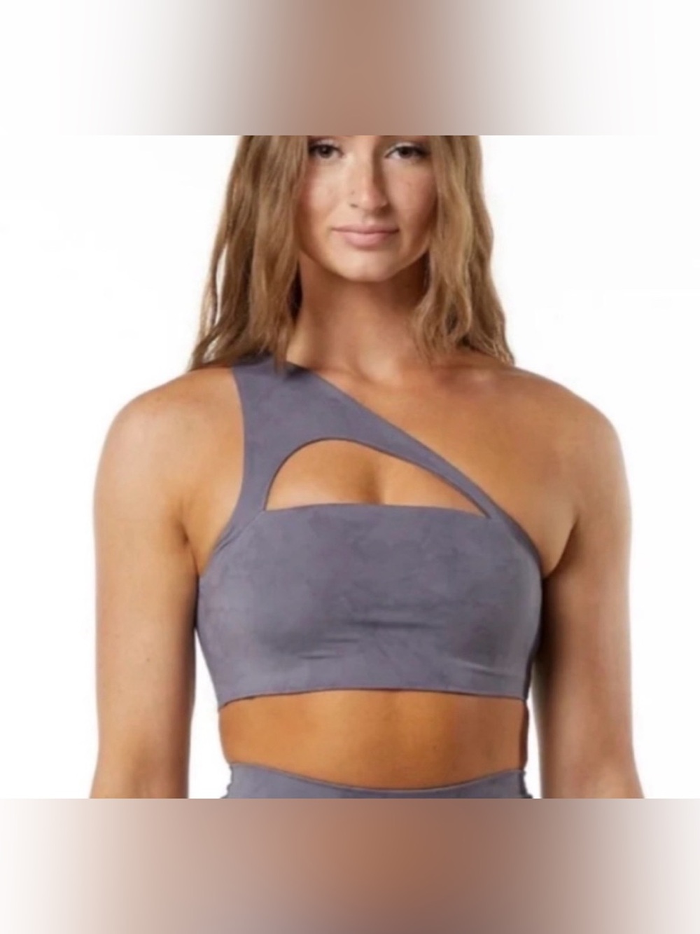 Alphalete Asymmetric Cutout Sports Bra - blue